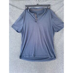 Lululemon Mens Short Sleeve Polo Shirt Navy Blue Heathered XL